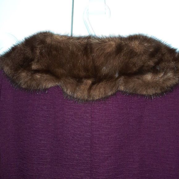 Vintage 50's Union Textured Wool Evening Fur Collar Coat Ladies Size M - L - Picture 7 of 8